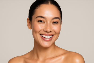 just do a female with clear nice skin being happy,  model like image